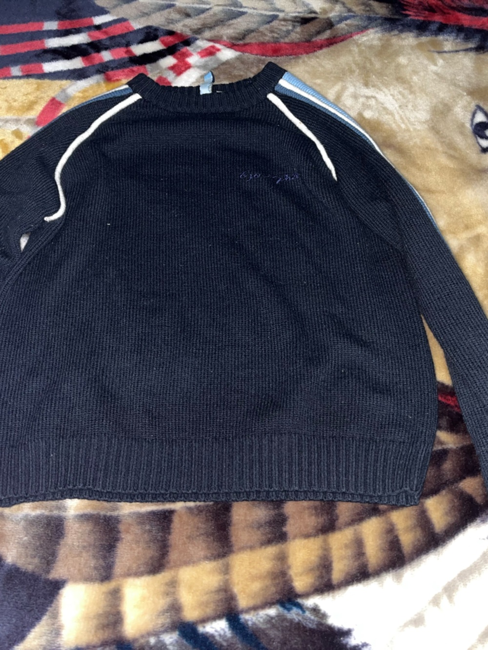 South Pole Crewneck Sweater with Contrast Shoulder Stripes